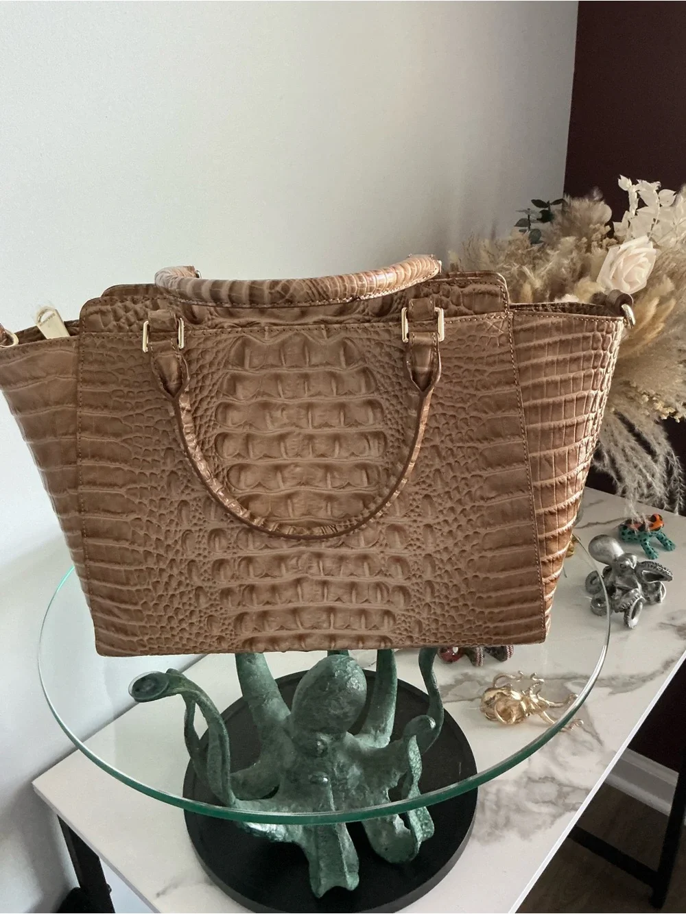 Brahmin Black and Brown Robin bag with 6 flaps